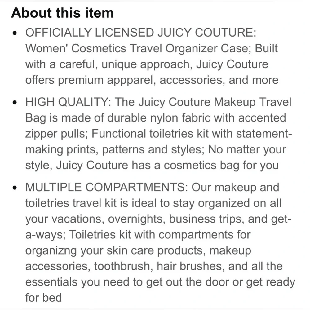 NWT Juicy Couture Makeup Cosmetic Case Bag